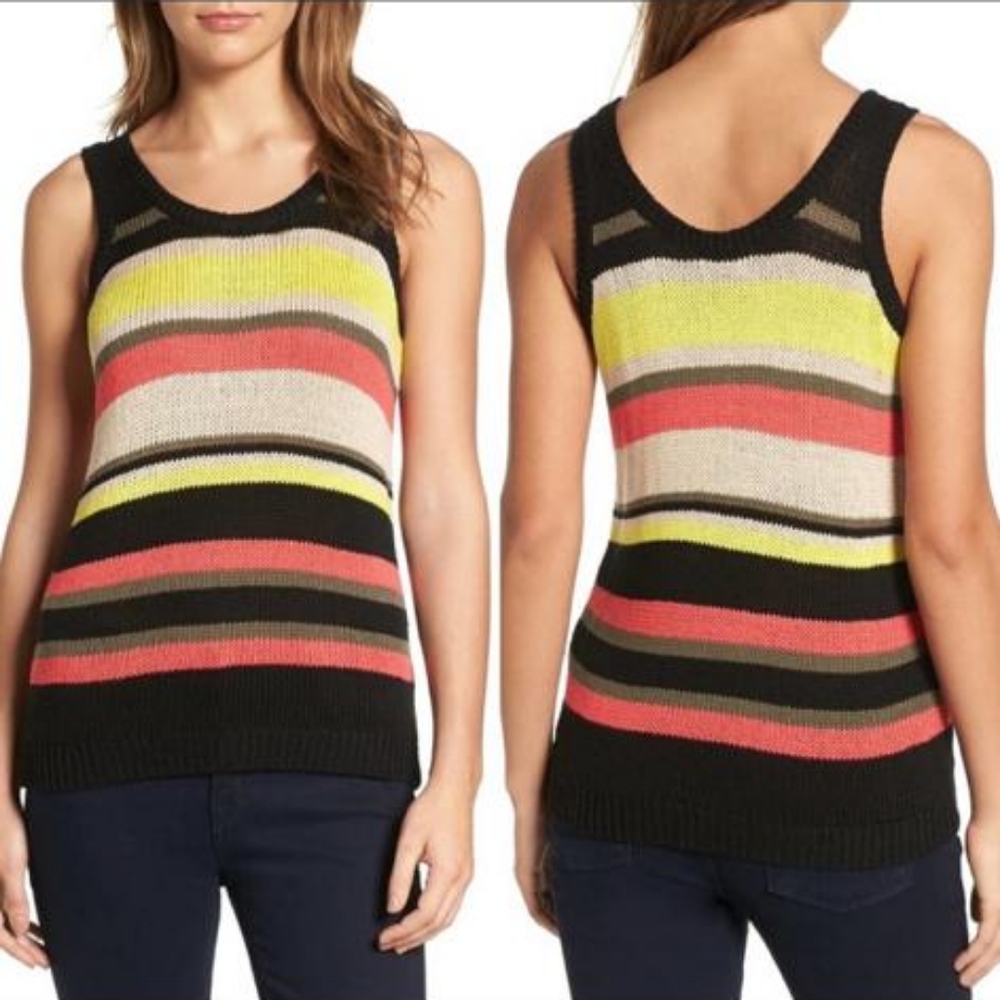 Halogen Yarn Striped Kni Tank Top